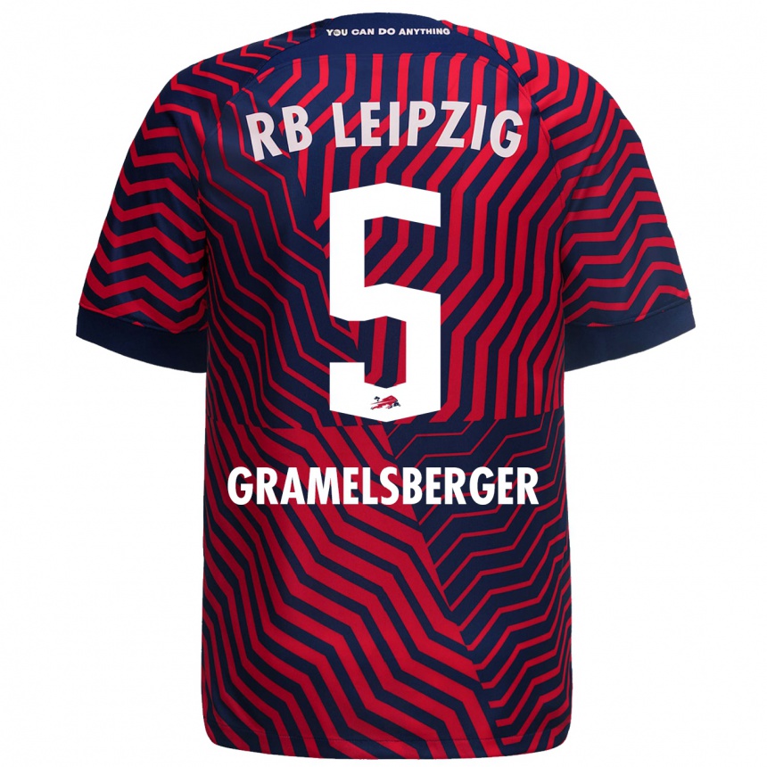 Kids Football Lennert Gramelsberger #5 Blue Red Away Jersey 2023/24 T-Shirt Canada