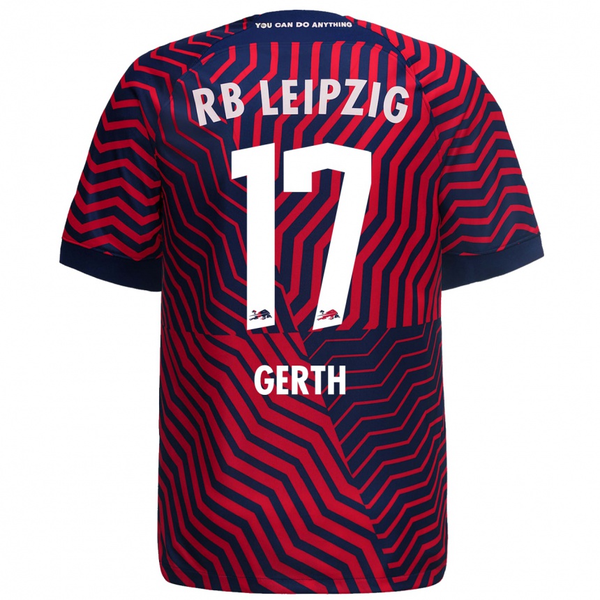 Enfant Football Maillot Amos Gerth #17 Bleu Rouge Tenues Extérieur 2023/24 Canada