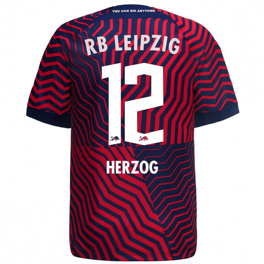 Enfant Football Maillot Elvira Herzog #12 Bleu Rouge Tenues Extérieur 2023/24 Canada