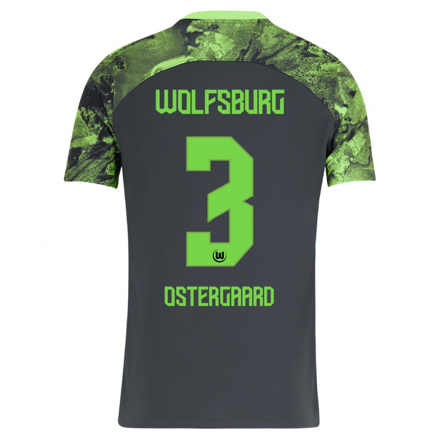 Kids Football Christian Östergaard #3 Dark Grey Away Jersey 2023/24 T-Shirt Canada