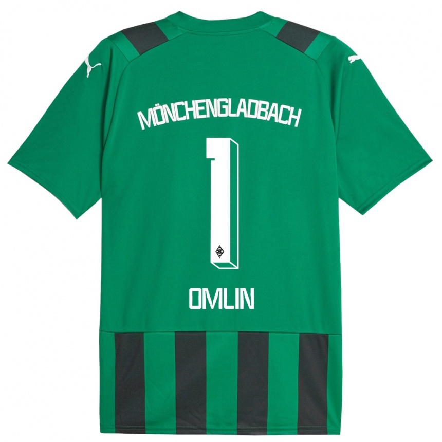 Kids Football Jonas Omlin #1 Black Green Away Jersey 2023/24 T-Shirt Canada