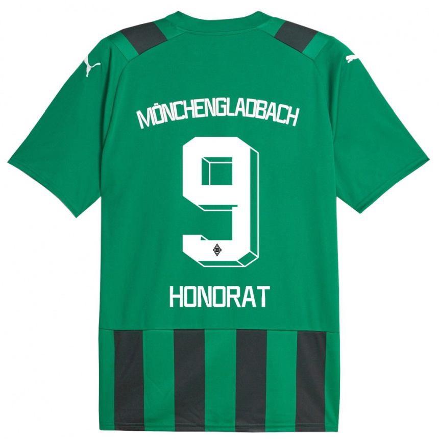 Kids Football Franck Honorat #9 Black Green Away Jersey 2023/24 T-Shirt Canada