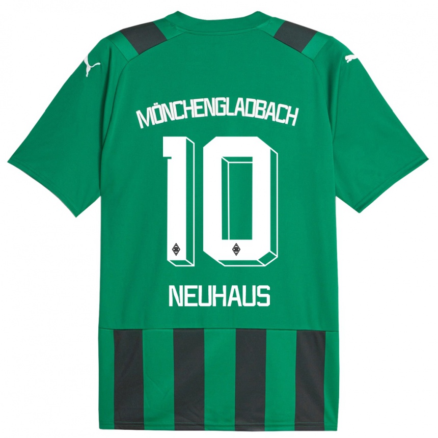 Kids Football Florian Neuhaus #10 Black Green Away Jersey 2023/24 T-Shirt Canada