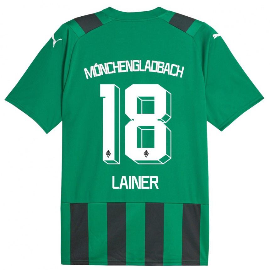 Kids Football Stefan Lainer #18 Black Green Away Jersey 2023/24 T-Shirt Canada