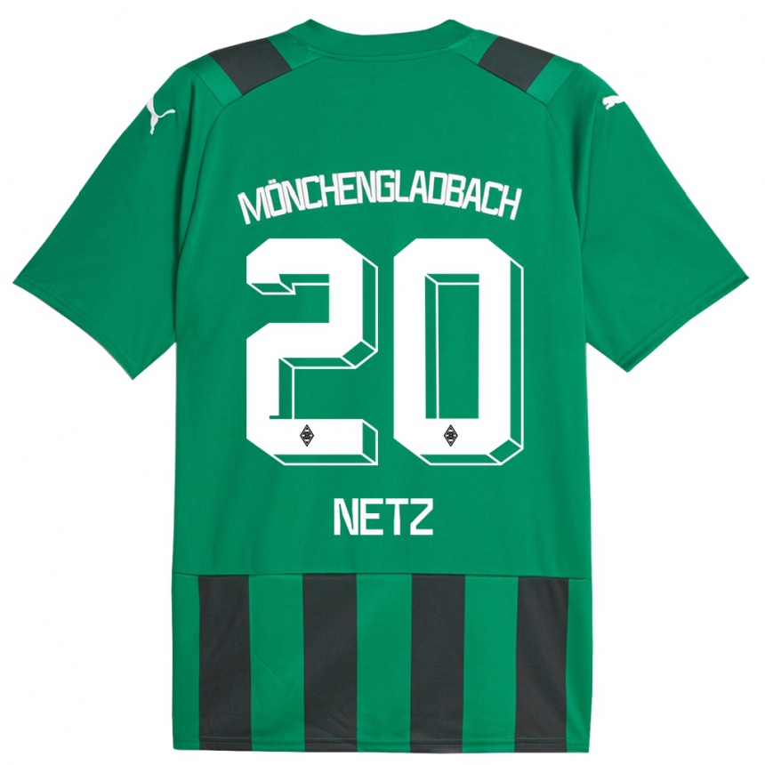 Kids Football Luca Netz #20 Black Green Away Jersey 2023/24 T-Shirt Canada