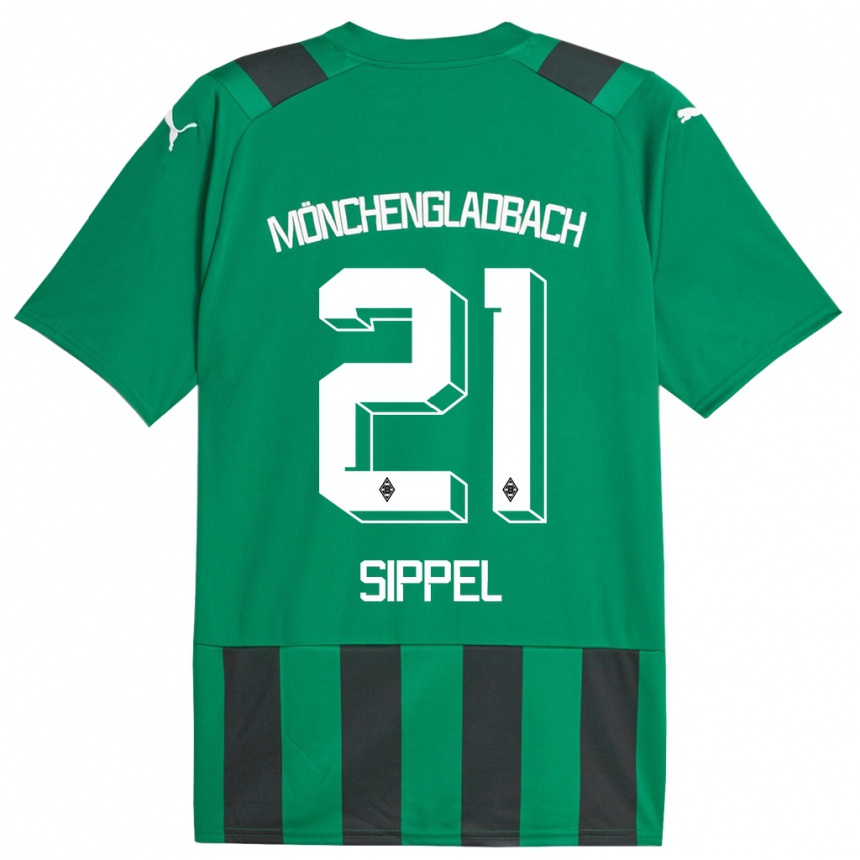 Kids Football Tobias Sippel #21 Black Green Away Jersey 2023/24 T-Shirt Canada