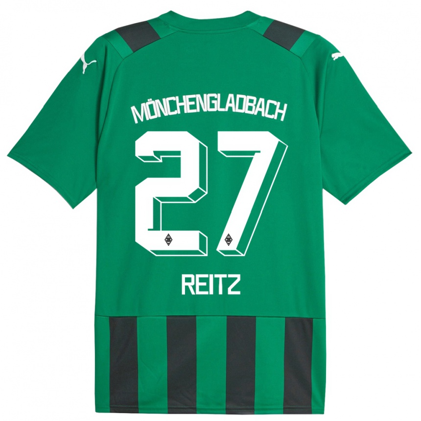 Kids Football Rocco Reitz #27 Black Green Away Jersey 2023/24 T-Shirt Canada