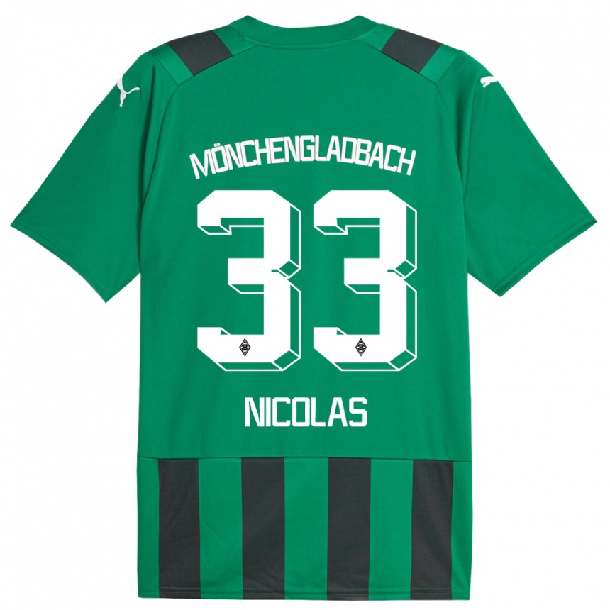 Kids Football Moritz Nicolas #33 Black Green Away Jersey 2023/24 T-Shirt Canada