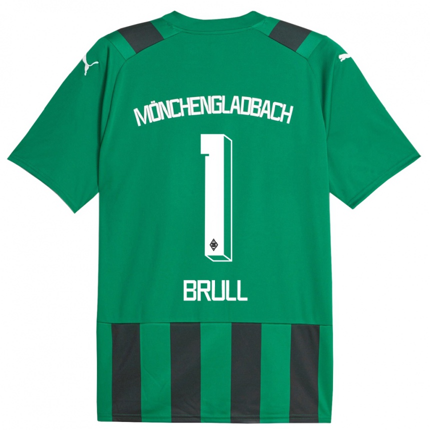 Kids Football Maximilian Brüll #1 Black Green Away Jersey 2023/24 T-Shirt Canada