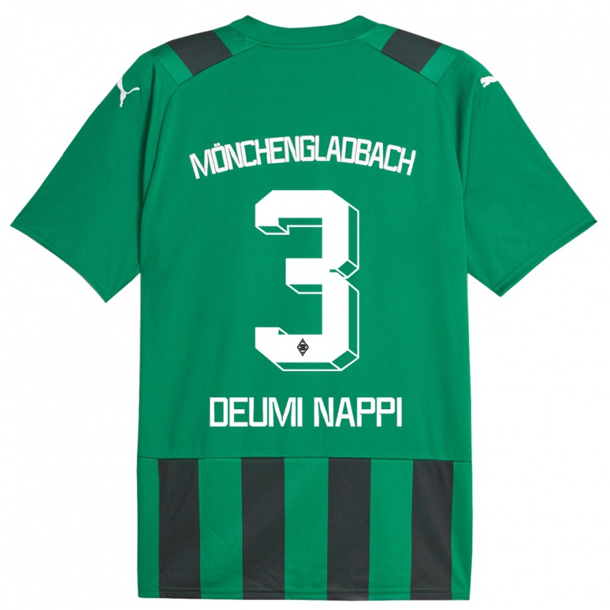 Enfant Football Maillot Dimitrie Deumi Nappi #3 Vert Noir Tenues Extérieur 2023/24 Canada