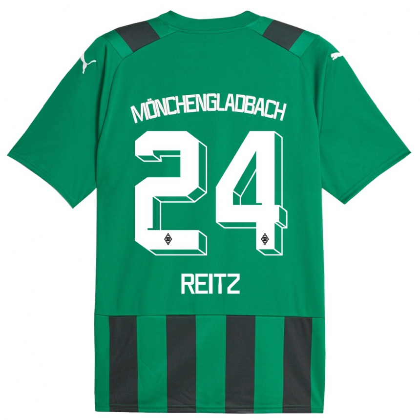 Kids Football Tony Reitz #24 Black Green Away Jersey 2023/24 T-Shirt Canada