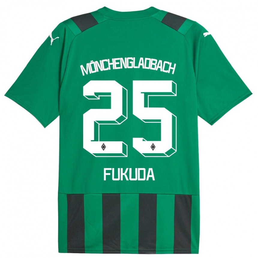 Kids Football Shio Fukuda #25 Black Green Away Jersey 2023/24 T-Shirt Canada