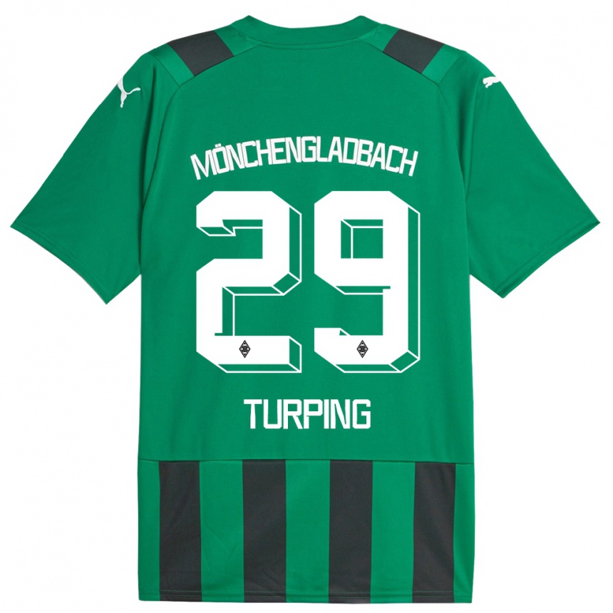 Kids Football Selim Turping #29 Black Green Away Jersey 2023/24 T-Shirt Canada