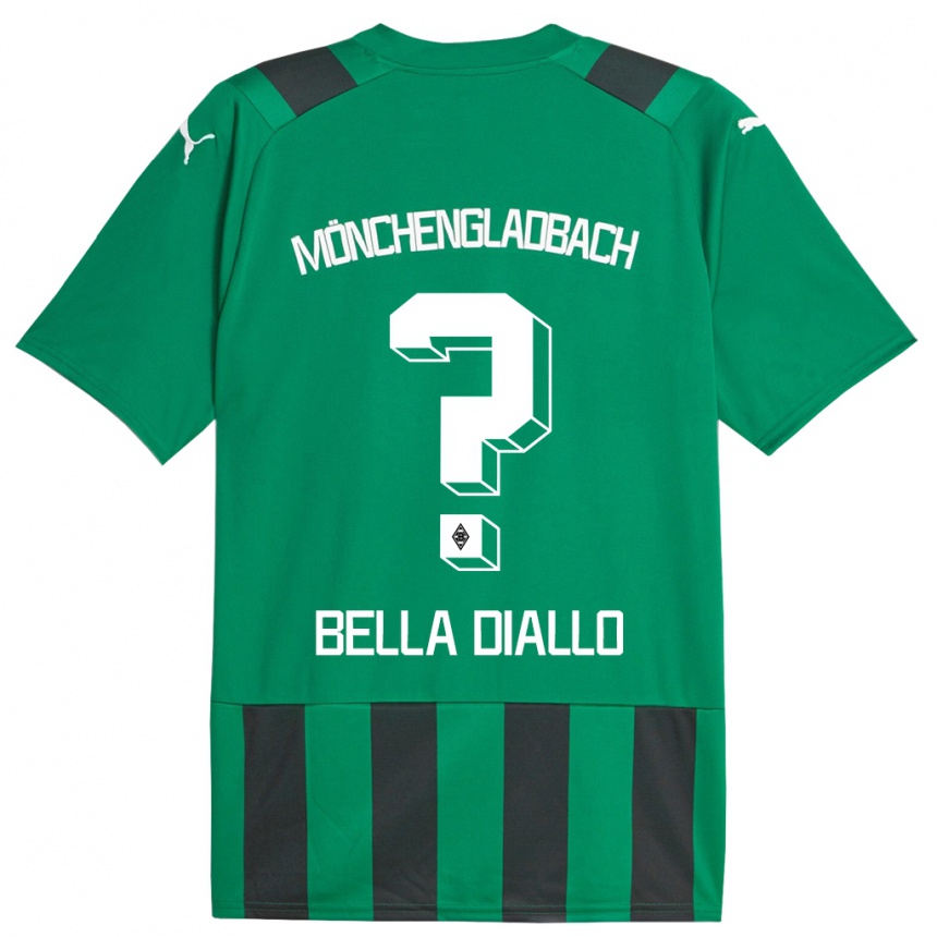 Kids Football Oumar Bella Diallo #0 Black Green Away Jersey 2023/24 T-Shirt Canada