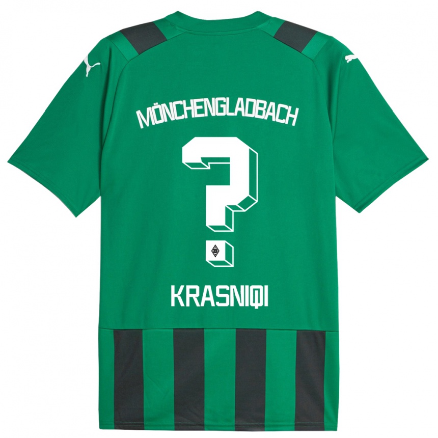 Kids Football Engjell Krasniqi #0 Black Green Away Jersey 2023/24 T-Shirt Canada