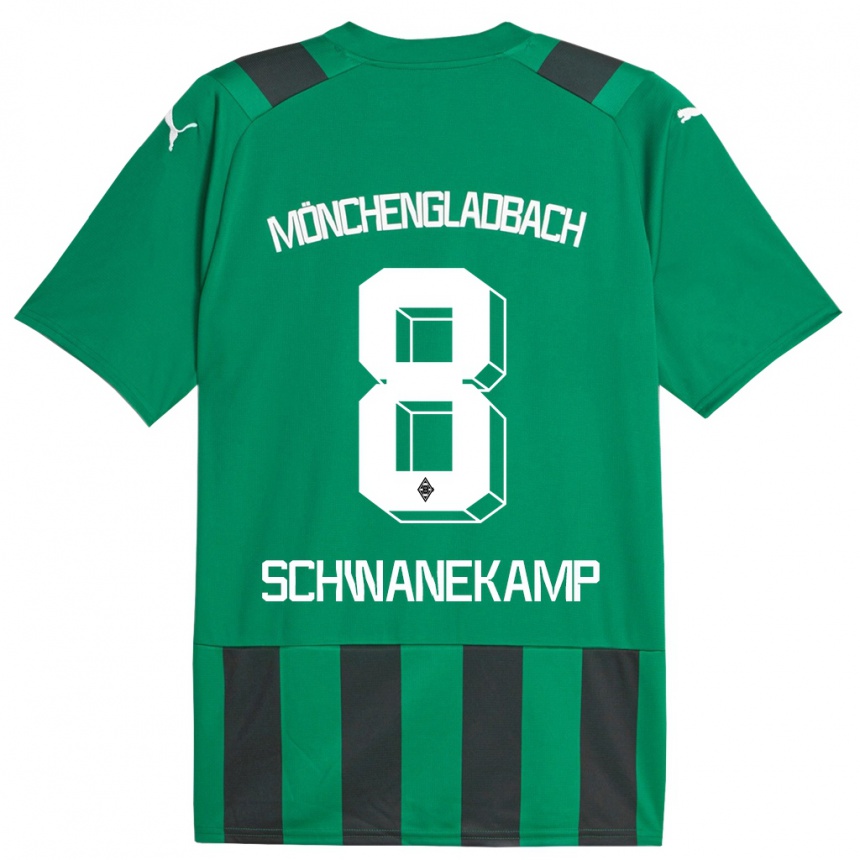 Kids Football Jana Schwanekamp #8 Black Green Away Jersey 2023/24 T-Shirt Canada