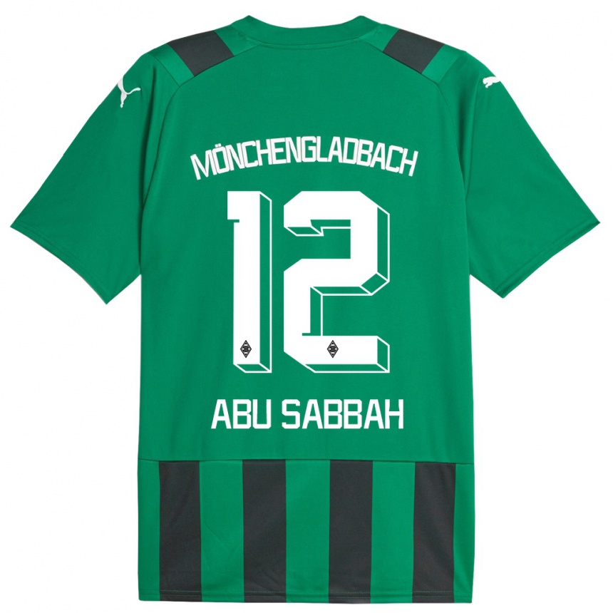 Kids Football Sarah Abu Sabbah #12 Black Green Away Jersey 2023/24 T-Shirt Canada