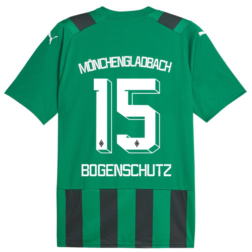 Kids Football Kerstin Bogenschutz #15 Black Green Away Jersey 2023/24 T-Shirt Canada