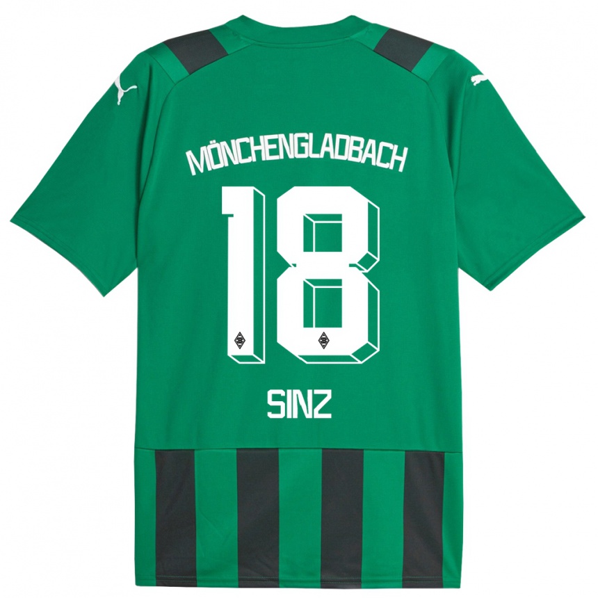 Kids Football Michelle Sinz #18 Black Green Away Jersey 2023/24 T-Shirt Canada