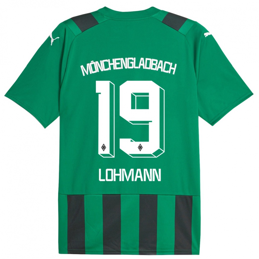 Kids Football Mona Lohmann #19 Black Green Away Jersey 2023/24 T-Shirt Canada