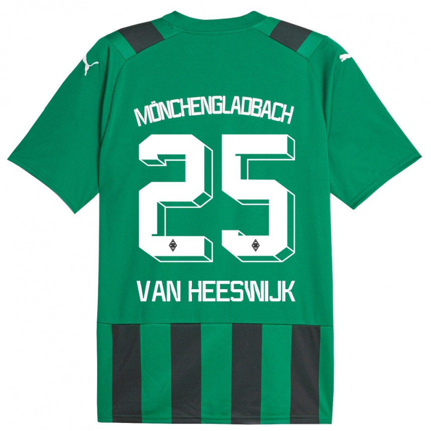 Kids Football Amber Van Heeswijk #25 Black Green Away Jersey 2023/24 T-Shirt Canada