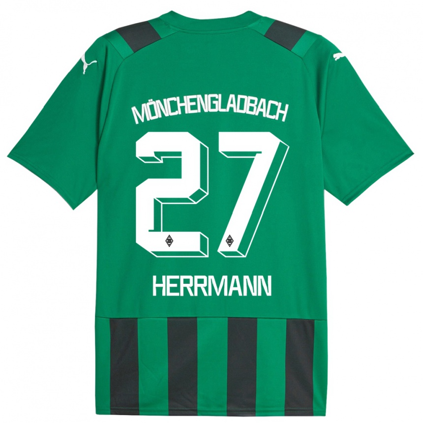 Kids Football Michelle Herrmann #27 Black Green Away Jersey 2023/24 T-Shirt Canada