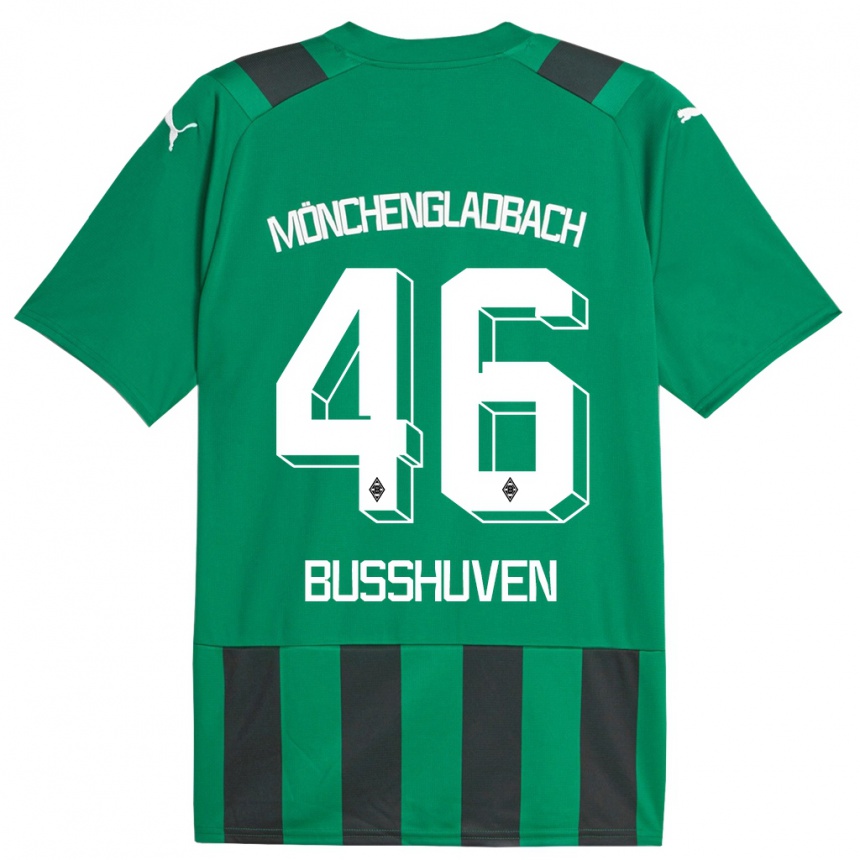 Kids Football Alina Busshuven #46 Black Green Away Jersey 2023/24 T-Shirt Canada