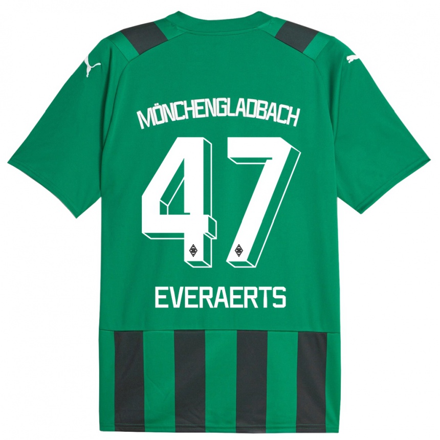 Kids Football Kim Everaerts #47 Black Green Away Jersey 2023/24 T-Shirt Canada