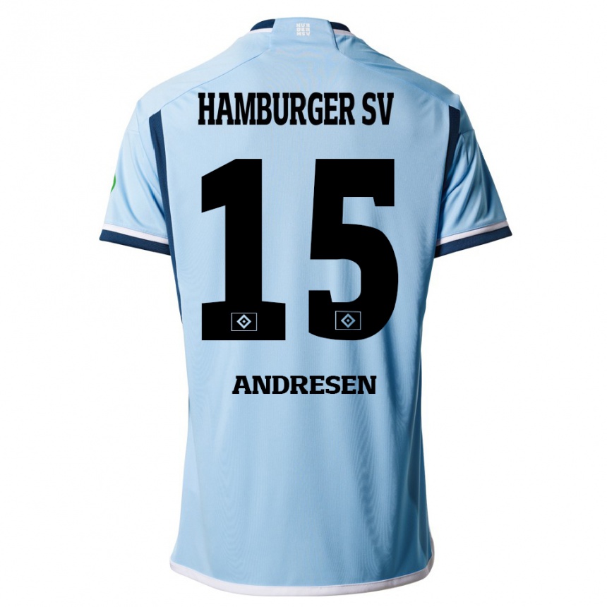 Kids Football Bent Andresen #15 Blue Away Jersey 2023/24 T-Shirt Canada