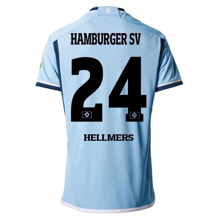 Kids Football Maximilian Hellmers #24 Blue Away Jersey 2023/24 T-Shirt Canada