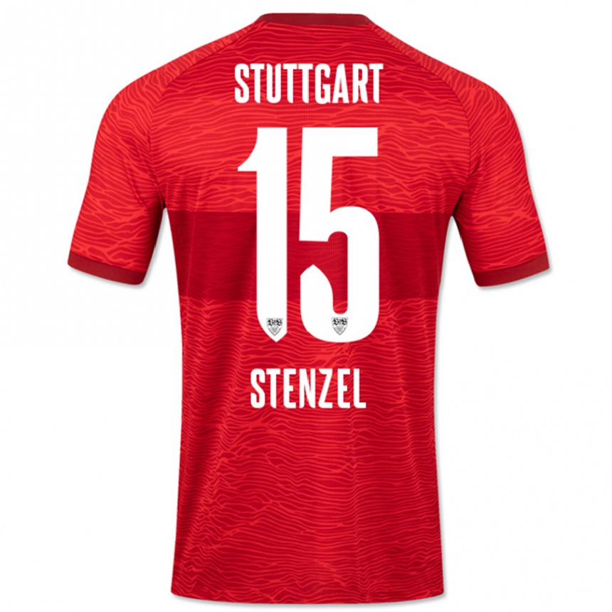 Kids Football Pascal Stenzel #15 Red Away Jersey 2023/24 T-Shirt Canada