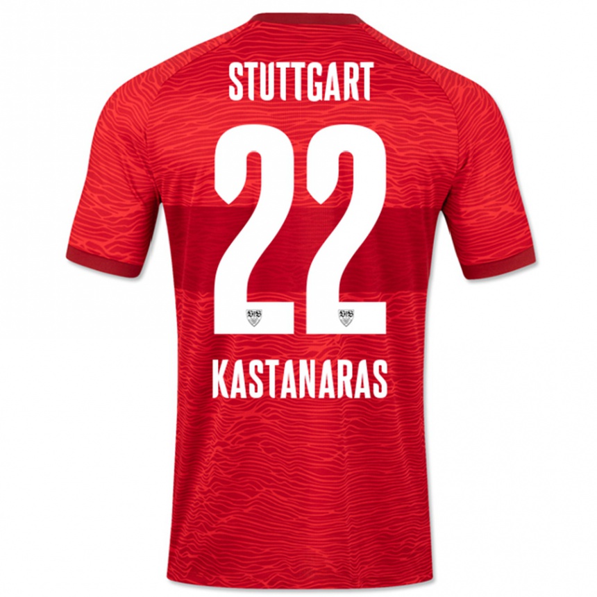 Kids Football Thomas Kastanaras #22 Red Away Jersey 2023/24 T-Shirt Canada