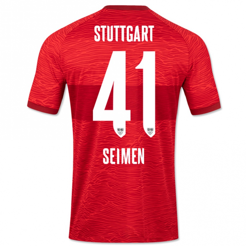 Kids Football Dennis Seimen #41 Red Away Jersey 2023/24 T-Shirt Canada