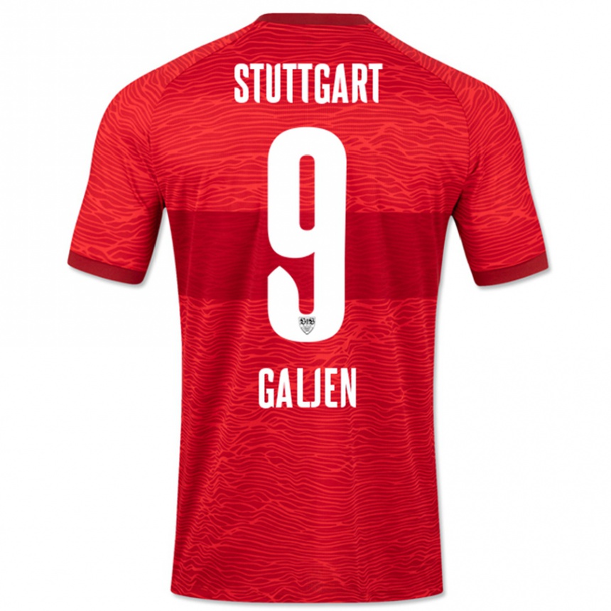 Kids Football Dejan Galjen #9 Red Away Jersey 2023/24 T-Shirt Canada