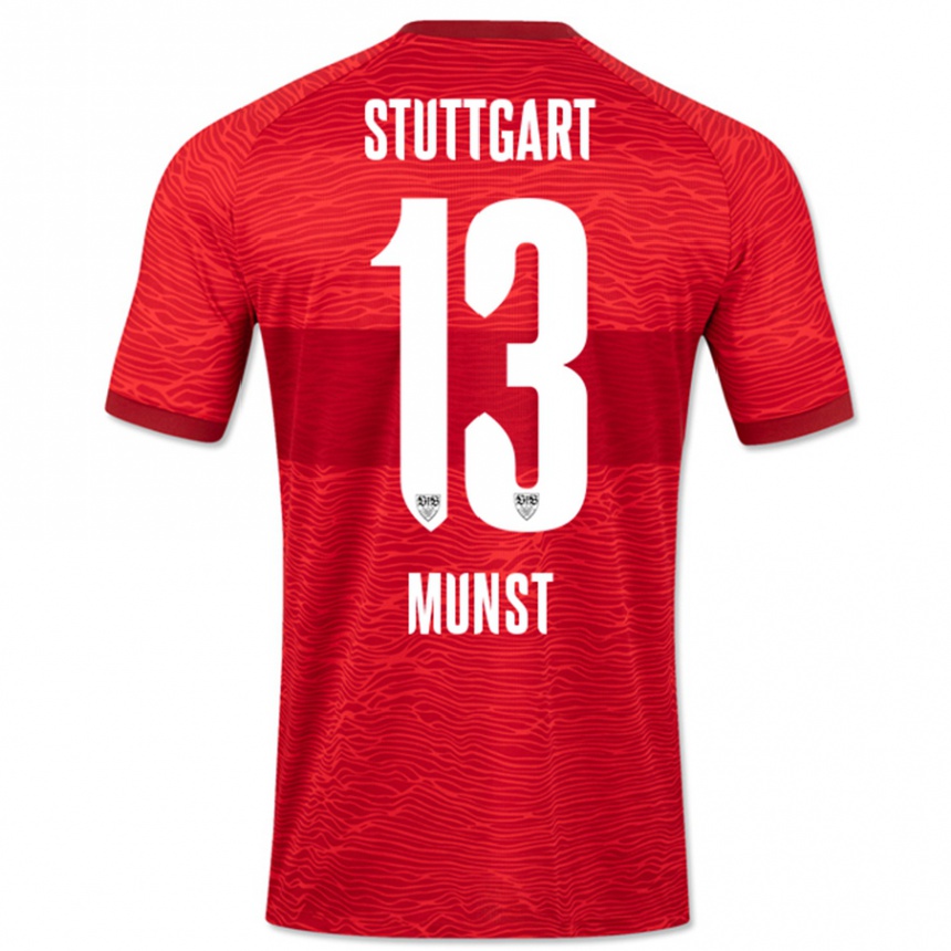 Kids Football Leonhard Münst #13 Red Away Jersey 2023/24 T-Shirt Canada