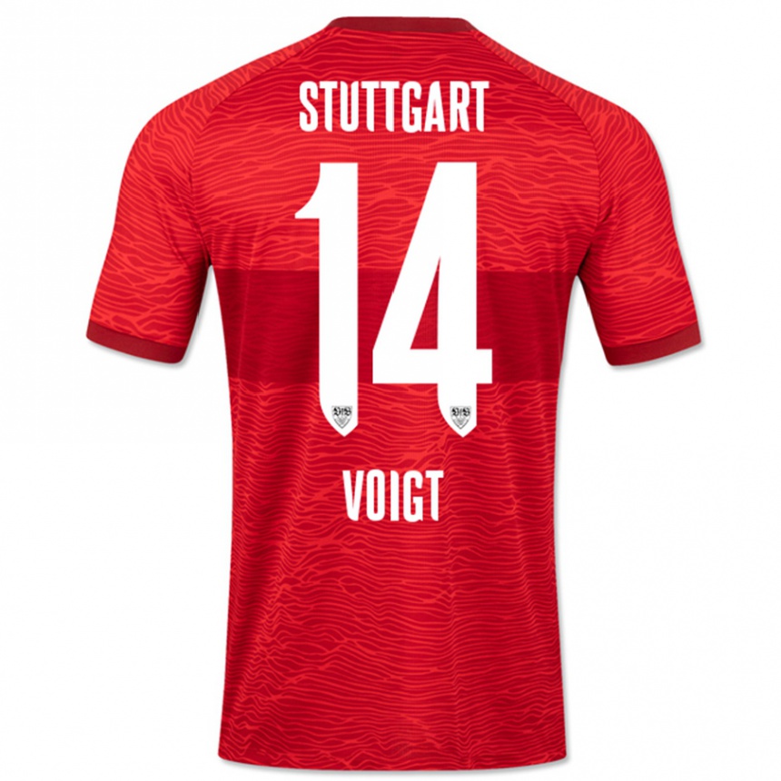 Kids Football Max Voigt #14 Red Away Jersey 2023/24 T-Shirt Canada