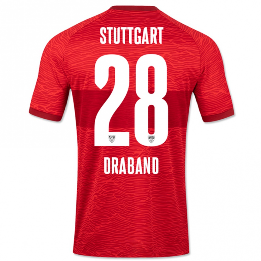 Kids Football Dominik Draband #28 Red Away Jersey 2023/24 T-Shirt Canada