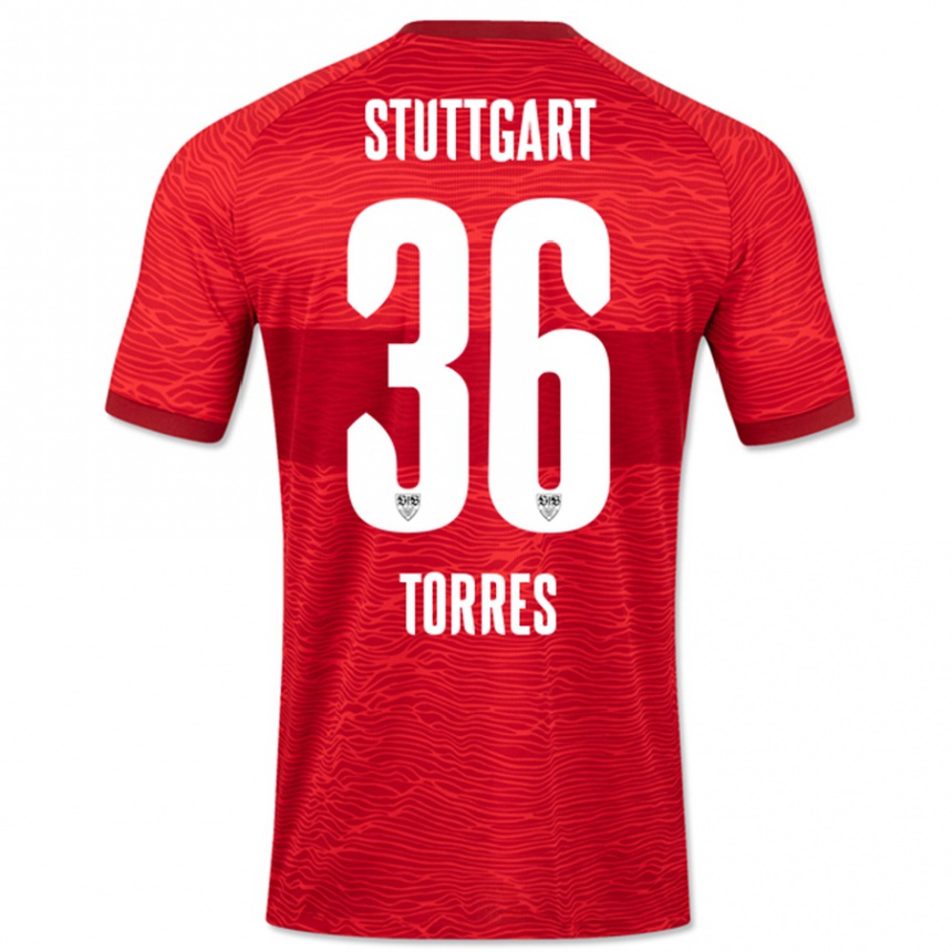 Kids Football Yohann Torres #36 Red Away Jersey 2023/24 T-Shirt Canada