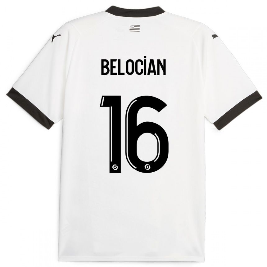 Kids Football Jeanuël Belocian #16 White Away Jersey 2023/24 T-Shirt Canada