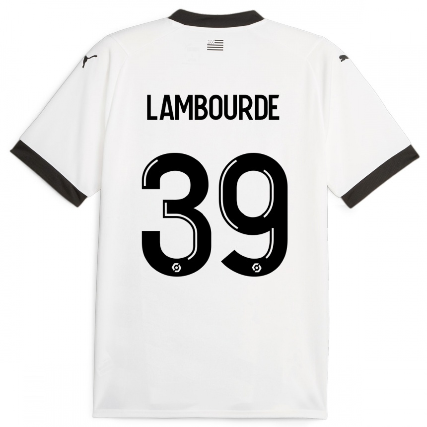 Kids Football Mathis Lambourde #39 White Away Jersey 2023/24 T-Shirt Canada