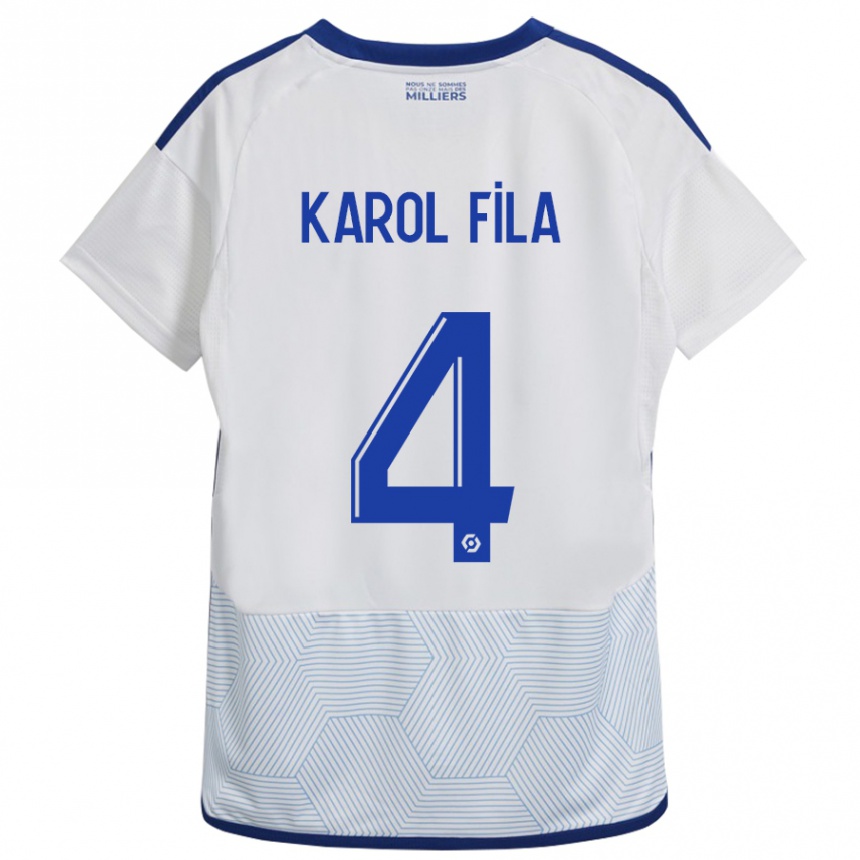 Enfant Football Maillot Karol Fila #4 Blanc Tenues Extérieur 2023/24 Canada