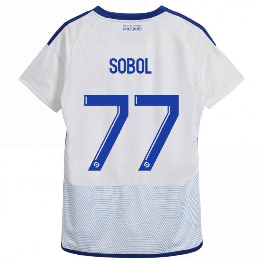 Kids Football Eduard Sobol #77 White Away Jersey 2023/24 T-Shirt Canada