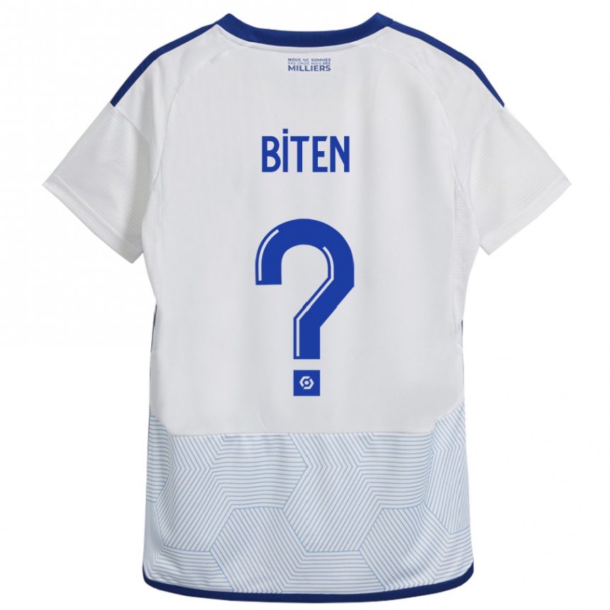 Kids Football Clancy Valère Biten #0 White Away Jersey 2023/24 T-Shirt Canada