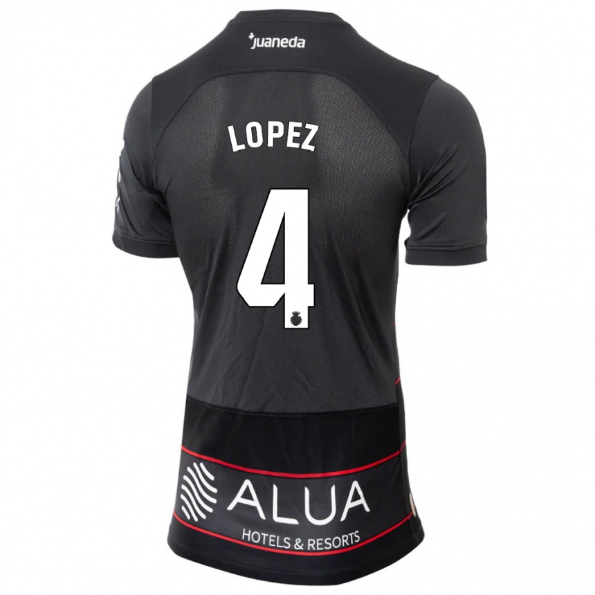 Kids Football David López #4 Black Away Jersey 2023/24 T-Shirt Canada