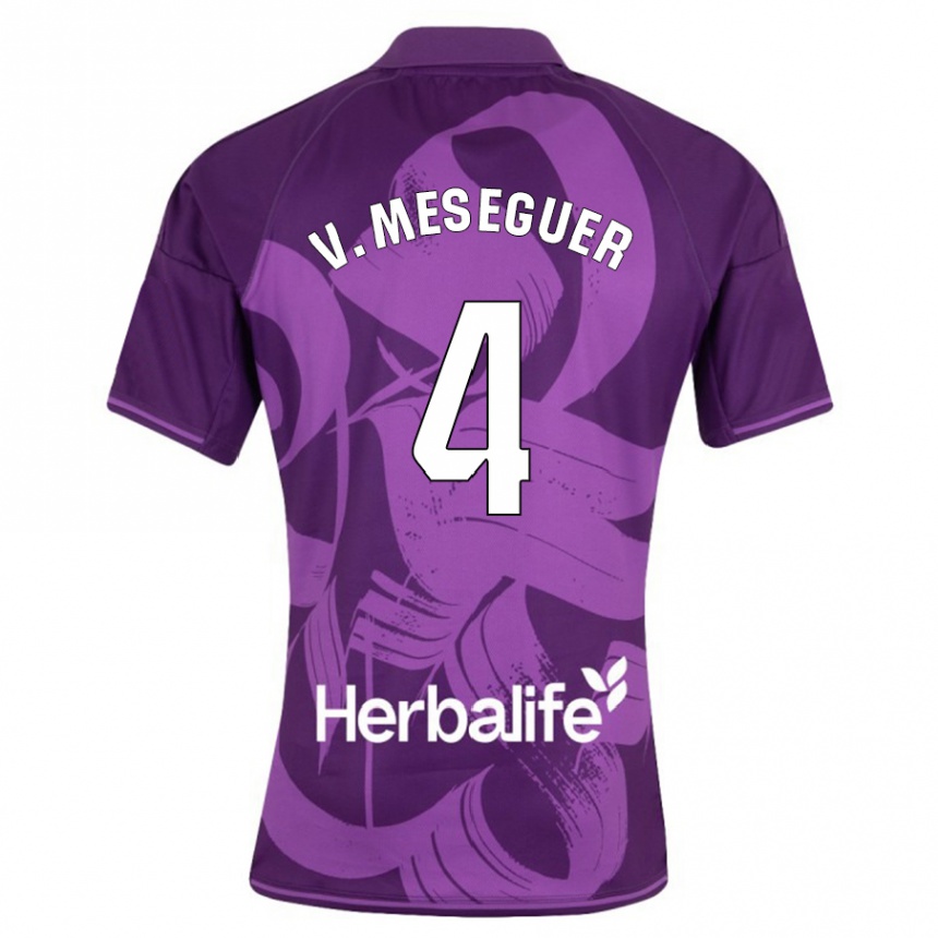 Kids Football Víctor Meseguer #4 Violet Away Jersey 2023/24 T-Shirt Canada