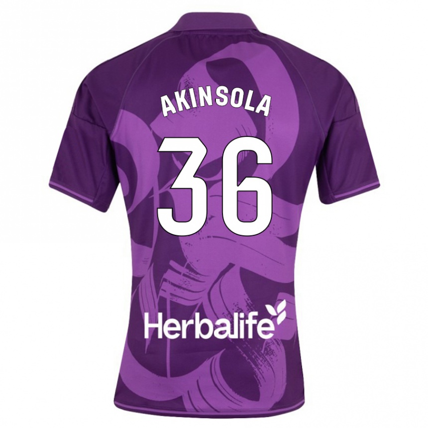 Kids Football Tunde Akinsola #36 Violet Away Jersey 2023/24 T-Shirt Canada