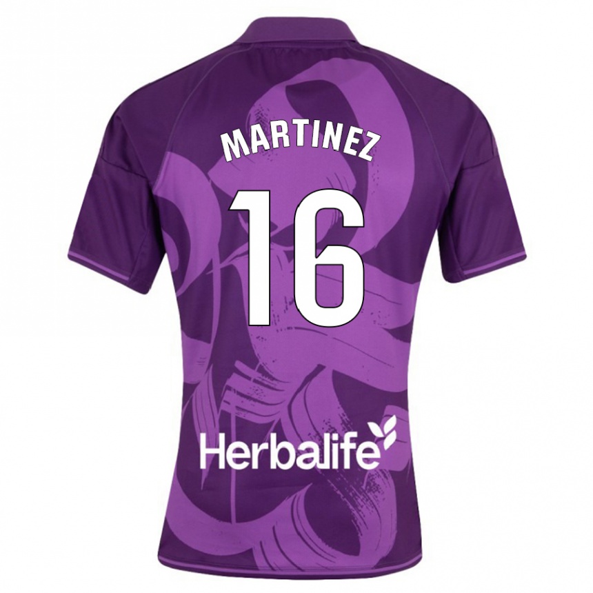 Kids Football Jesús Martínez #16 Violet Away Jersey 2023/24 T-Shirt Canada