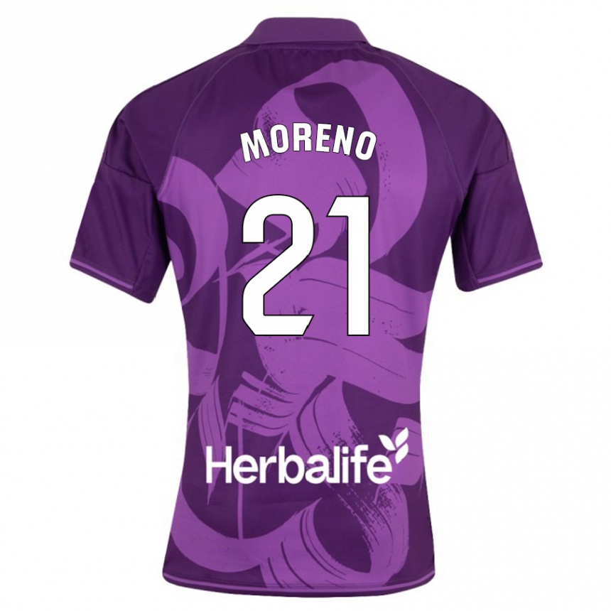 Kids Football Xavi Moreno #21 Violet Away Jersey 2023/24 T-Shirt Canada