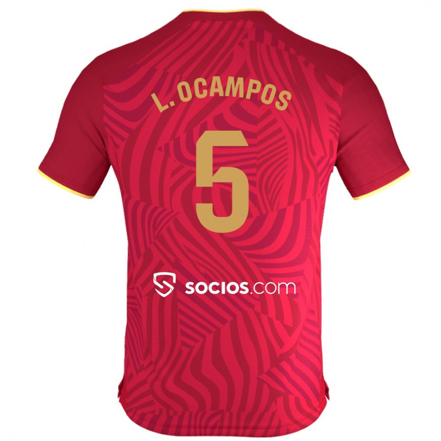 Kids Football Lucas Ocampos #5 Red Away Jersey 2023/24 T-Shirt Canada