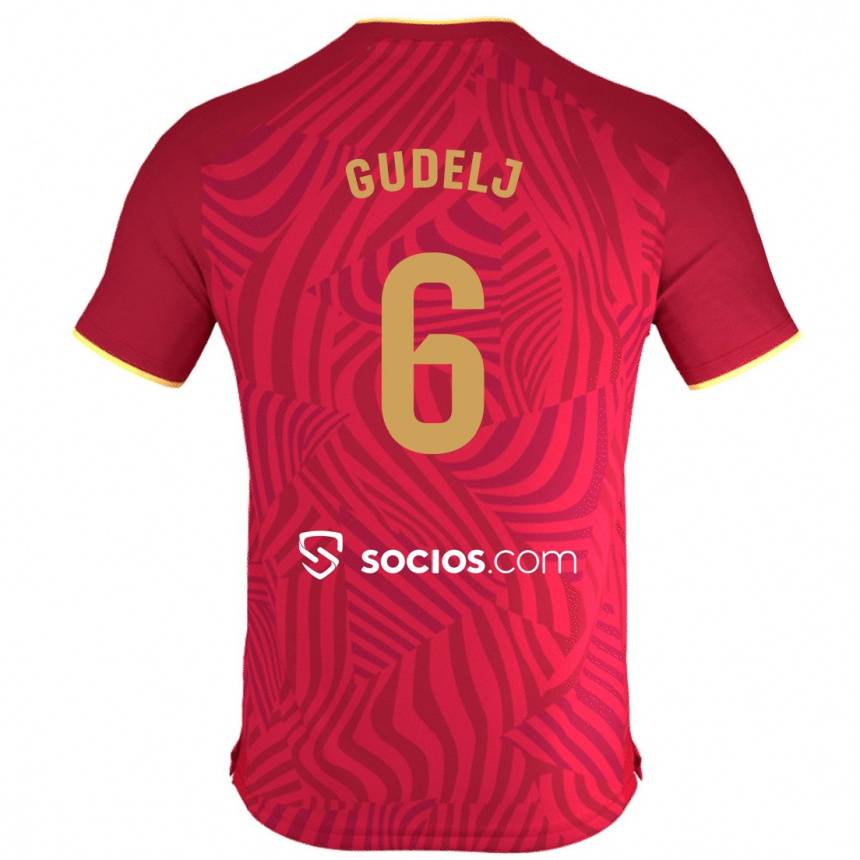 Kids Football Nemanja Gudelj #6 Red Away Jersey 2023/24 T-Shirt Canada